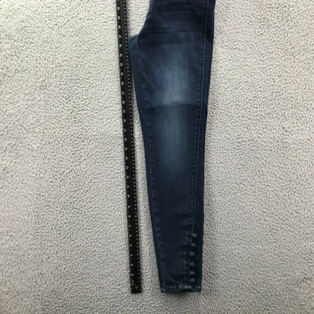 WHBM Womens Size 00 The Skinny Ankle Button Hem Detail Dark Stretch‎ Denim Jeans